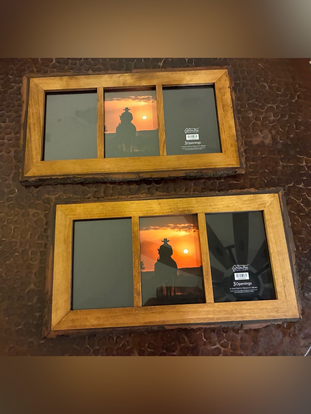 Set of 2 Green Tree Gallery Rustic Wood 3-Opening 5 X 7 Photo Frame - Brown